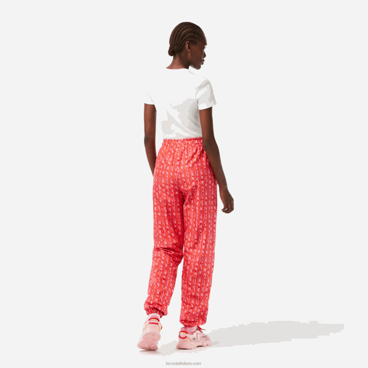 mulheres Lacoste laranja vermelho rosa zi1 calça de trilha com estampa de logo 08D02396