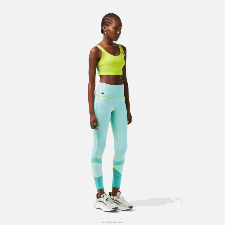 mulheres Lacoste perfeito j6d leggings com listras de logotipo esportivo 08D02401