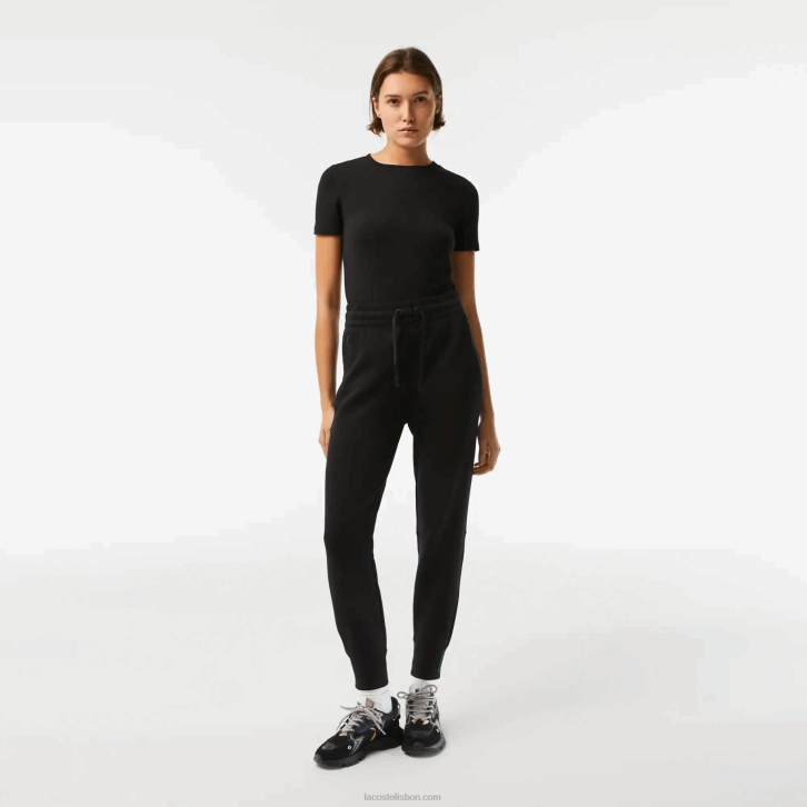 mulheres Lacoste preto 031 calça de malha de algodão 08D02404