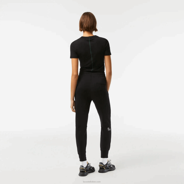 mulheres Lacoste preto 031 calça de malha de algodão 08D02404