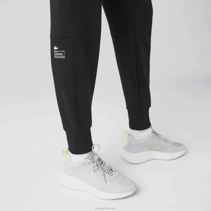 mulheres Lacoste preto 031 calça de malha de algodão 08D02404