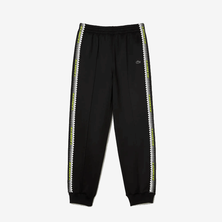 mulheres Lacoste preto 031 calças de trilha de listras de logotipo 08D02406