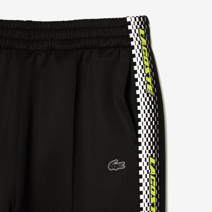 mulheres Lacoste preto 031 calças de trilha de listras de logotipo 08D02406