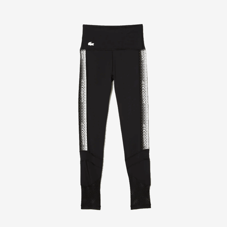 mulheres Lacoste preto 8vm leggings com listras de logotipo esportivo 08D02402