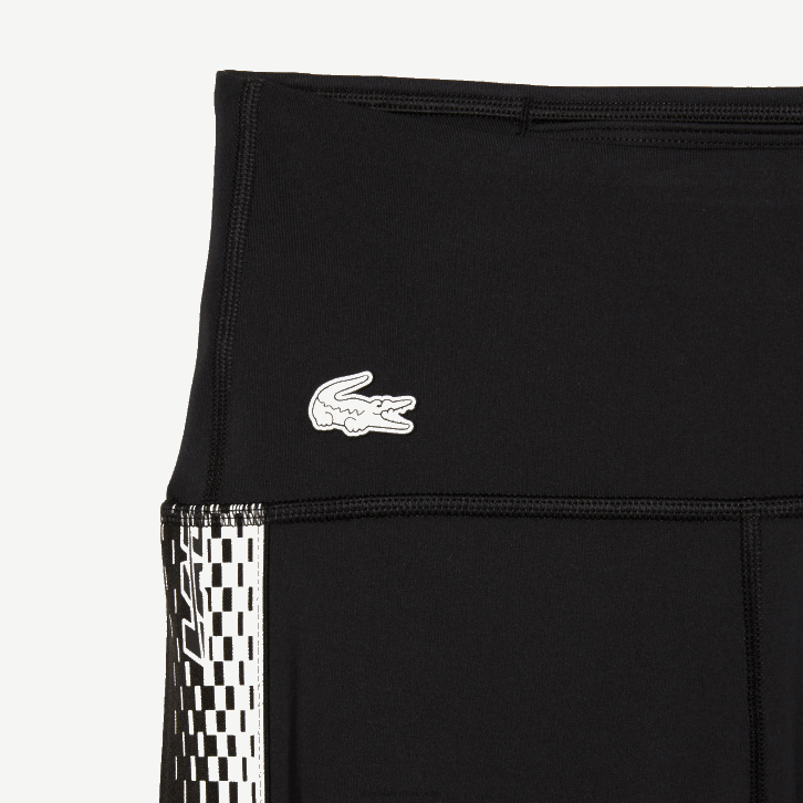mulheres Lacoste preto 8vm leggings com listras de logotipo esportivo 08D02402