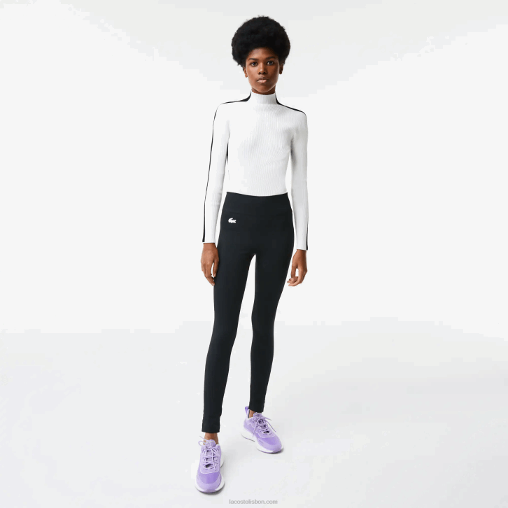 mulheres Lacoste preto c31 leggings segunda pele esportiva de cintura alta 08D02597