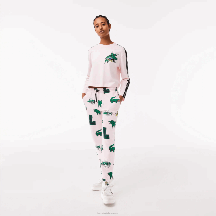 mulheres Lacoste rosa claro t03 calça estampada em quadrinhos 08D02569