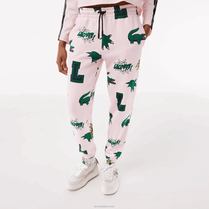 mulheres Lacoste rosa claro t03 calça estampada em quadrinhos 08D02569