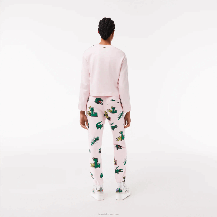 mulheres Lacoste rosa claro t03 calça estampada em quadrinhos 08D02569