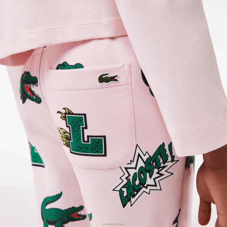 mulheres Lacoste rosa claro t03 calça estampada em quadrinhos 08D02569