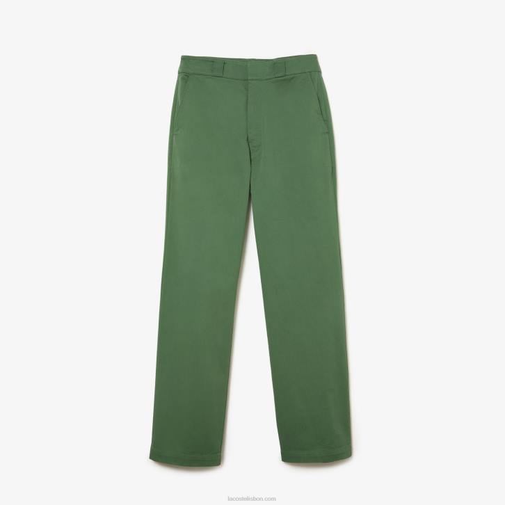 mulheres Lacoste verde caqui kx5 calças de gabardine elásticas 08D02457