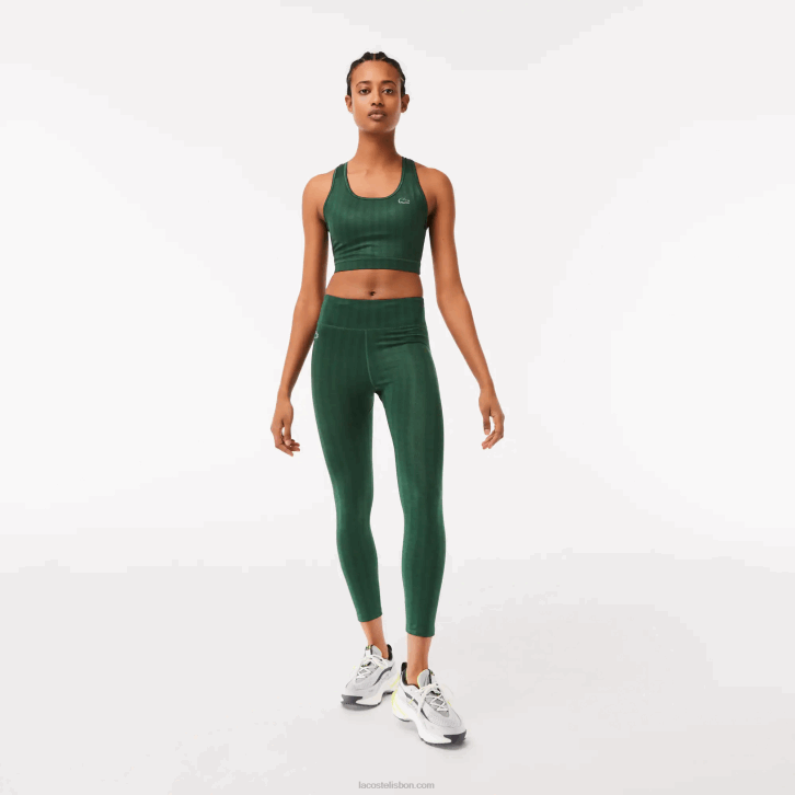 mulheres Lacoste verde d1r leggings esportivas de cintura alta estampadas 08D02573