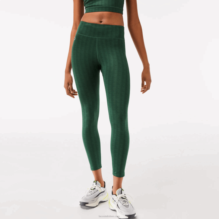 mulheres Lacoste verde d1r leggings esportivas de cintura alta estampadas 08D02573