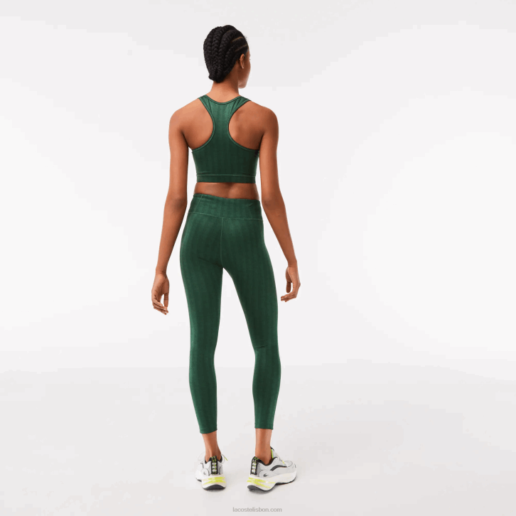 mulheres Lacoste verde d1r leggings esportivas de cintura alta estampadas 08D02573