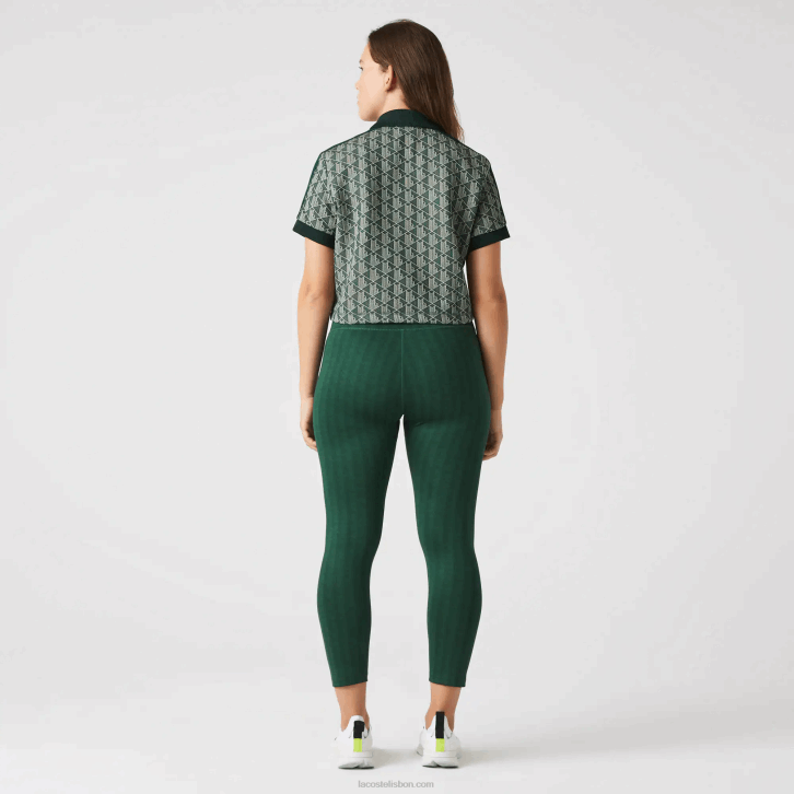 mulheres Lacoste verde d1r leggings esportivas de cintura alta estampadas 08D02573