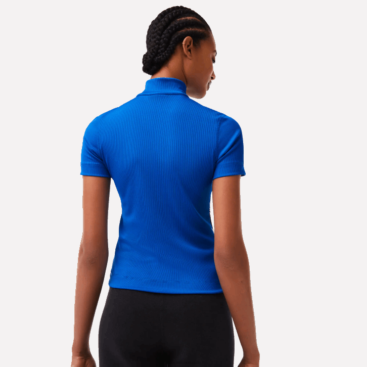 mulheres Lacoste azul k1q polo de pescoço com zíper de bandas contrastantes 08D02477