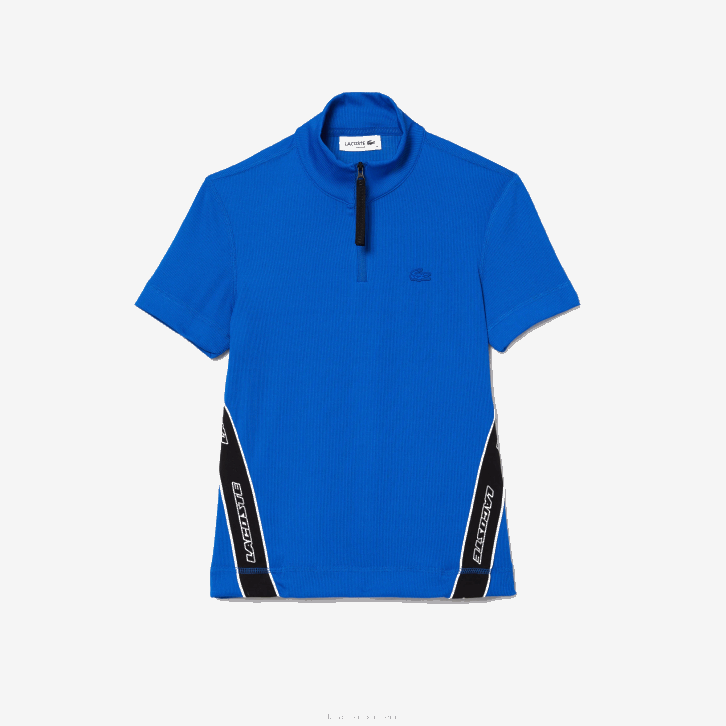 mulheres Lacoste azul k1q polo de pescoço com zíper de bandas contrastantes 08D02477
