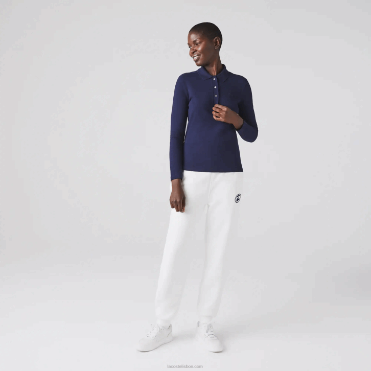 mulheres Lacoste azul marinho 166 polo em piquê stretch slim fit 08D02479