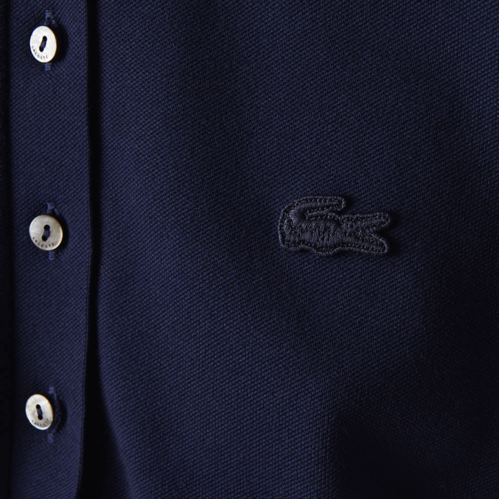mulheres Lacoste azul marinho 166 polo piquê de algodão elástico slim fit 08D02470