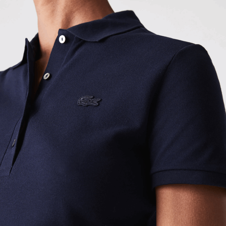 mulheres Lacoste azul marinho 166 polo piquê de algodão elástico slim fit 08D02470