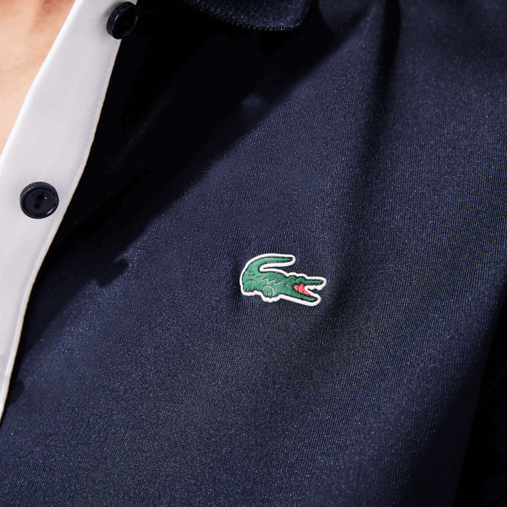 mulheres Lacoste azul marinho branco 525 pólo de golfe elástico respirável esportivo 08D02487