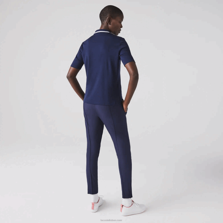 mulheres Lacoste azul marinho branco 525 polo de golfe com gola esportiva 08D02466