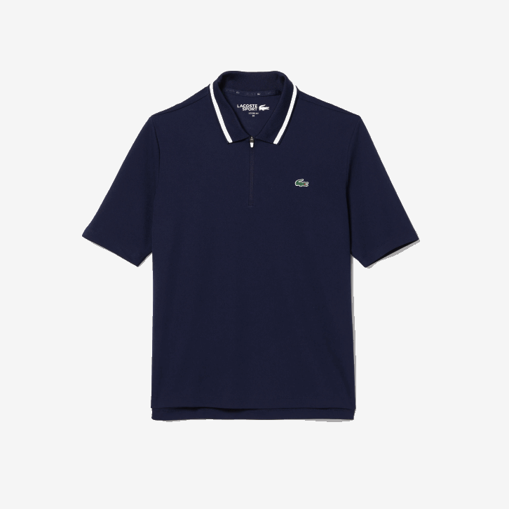 mulheres Lacoste azul marinho branco 525 polo de golfe com gola esportiva 08D02466