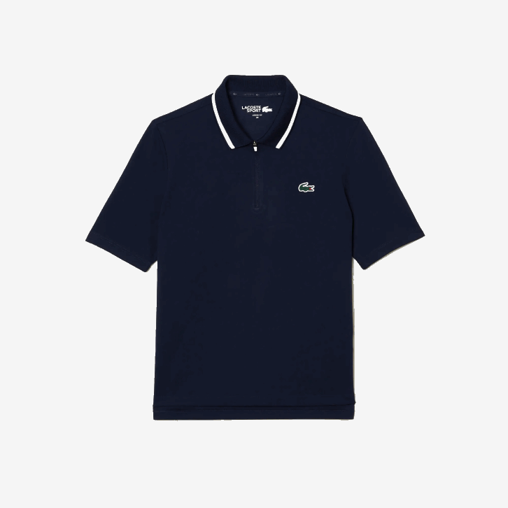 mulheres Lacoste azul marinho branco 525 polo ultra seco de golfe solto 08D02359