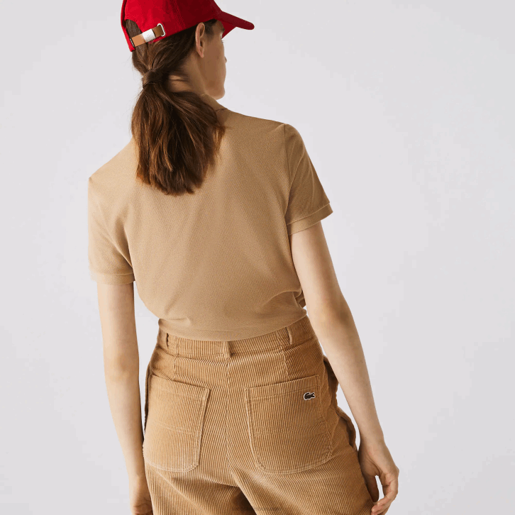 mulheres Lacoste bege 02s polo petit piquet de algodão macio de ajuste regular 08D02493