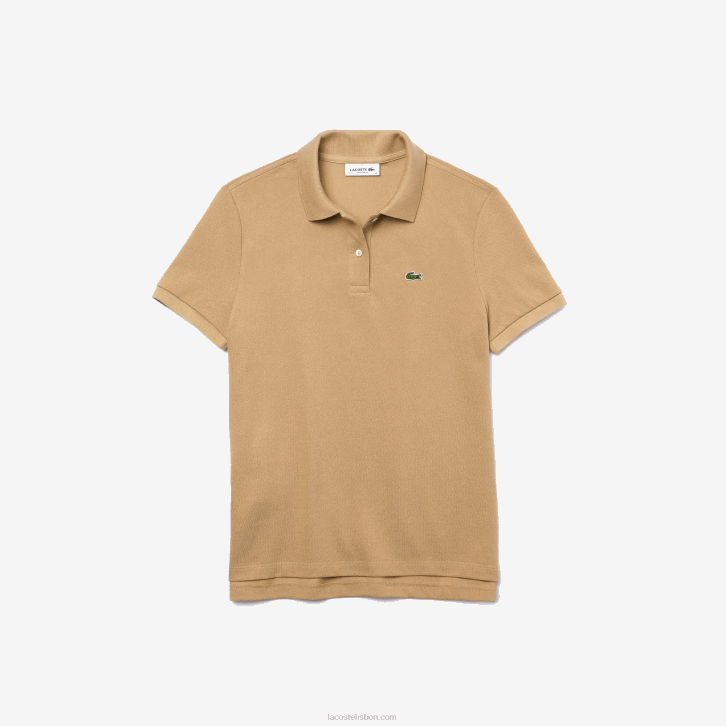 mulheres Lacoste bege 02s polo petit piquet de algodão macio de ajuste regular 08D02493
