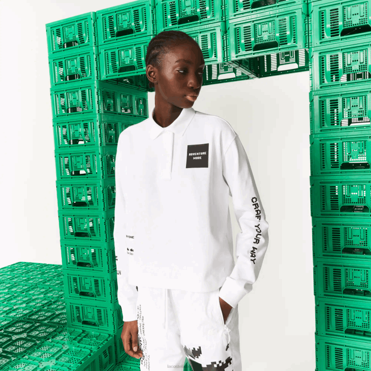 mulheres Lacoste branco 001 pólo de algodão oversized live x minecraft 08D02523