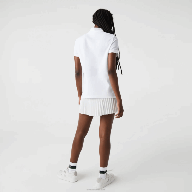 mulheres Lacoste branco 001 polo petit piquet de algodão macio de ajuste regular 08D02363