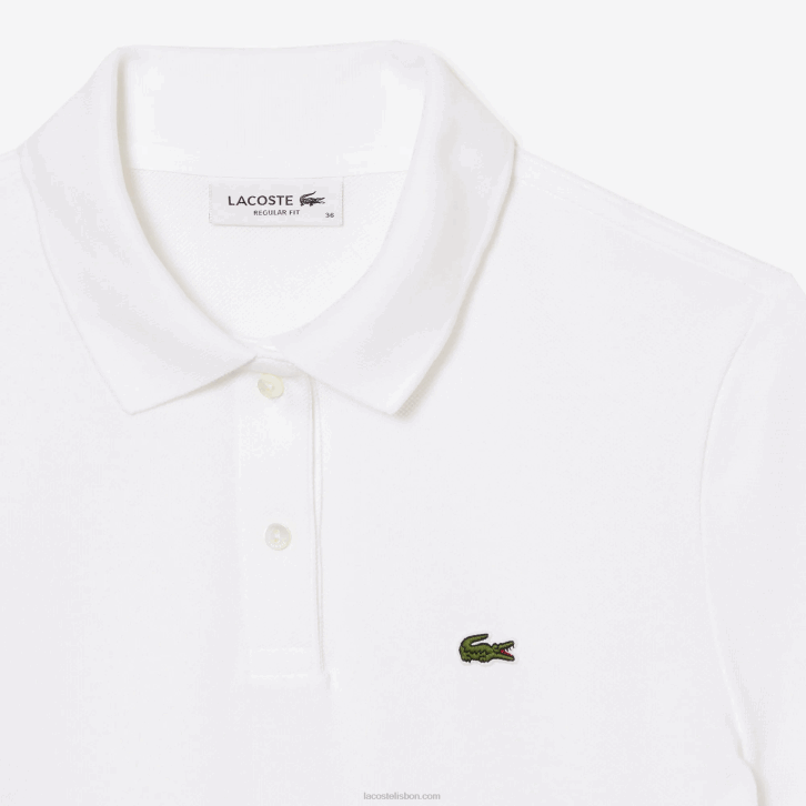 mulheres Lacoste branco 001 polo petit piquet de algodão macio de ajuste regular 08D02363
