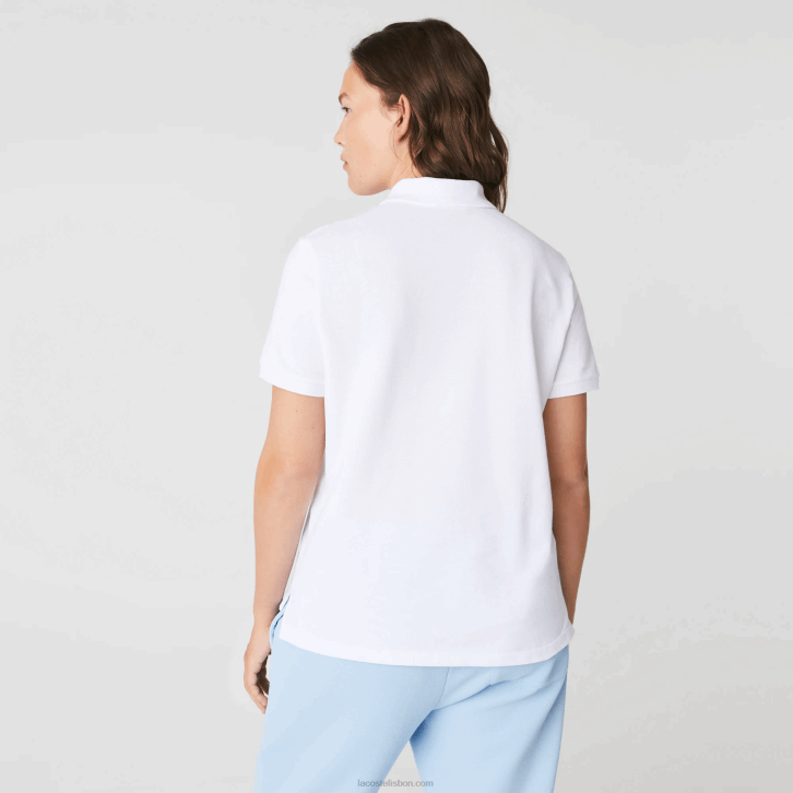 mulheres Lacoste branco 001 polo petit piquet de algodão macio de ajuste regular 08D02363
