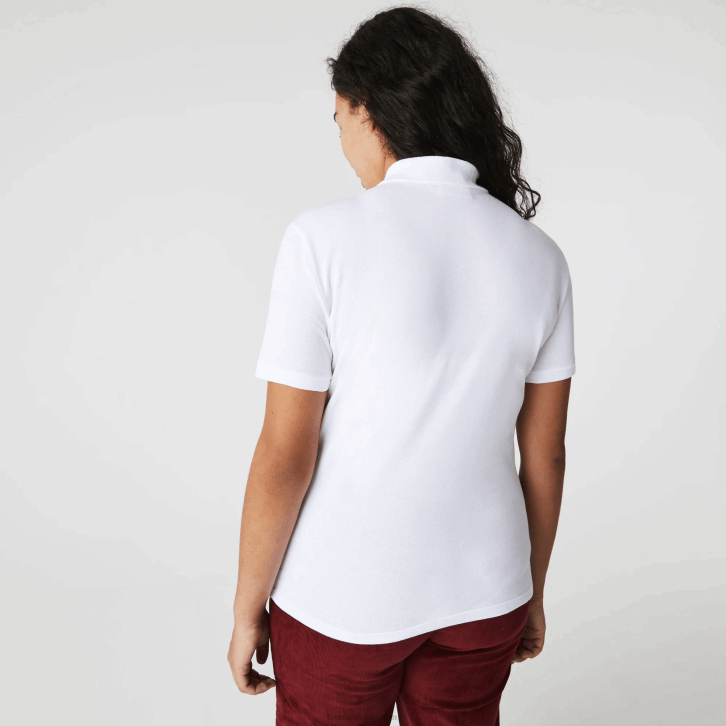 mulheres Lacoste branco 001 polo piquê de algodão elástico slim fit 08D02468