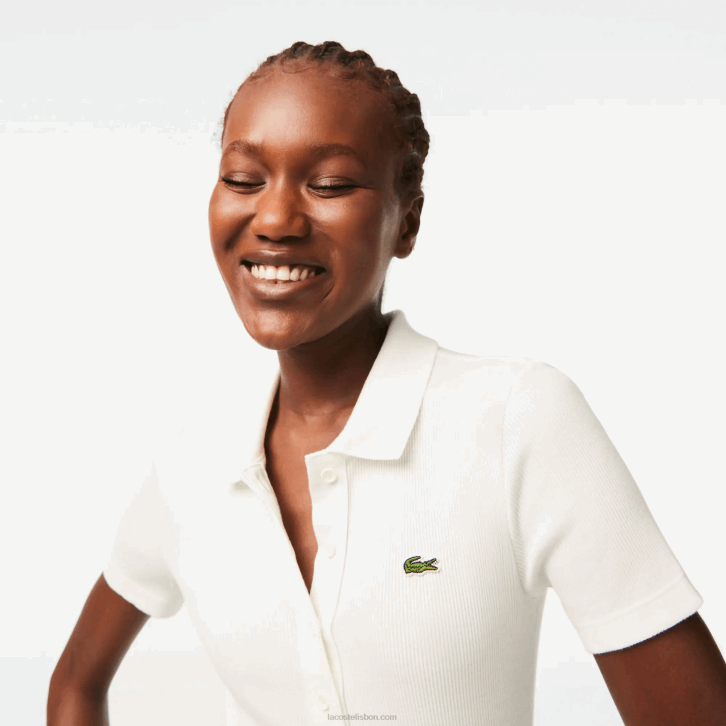 mulheres Lacoste branco 70v camisa pólo de algodão orgânico 08D02375