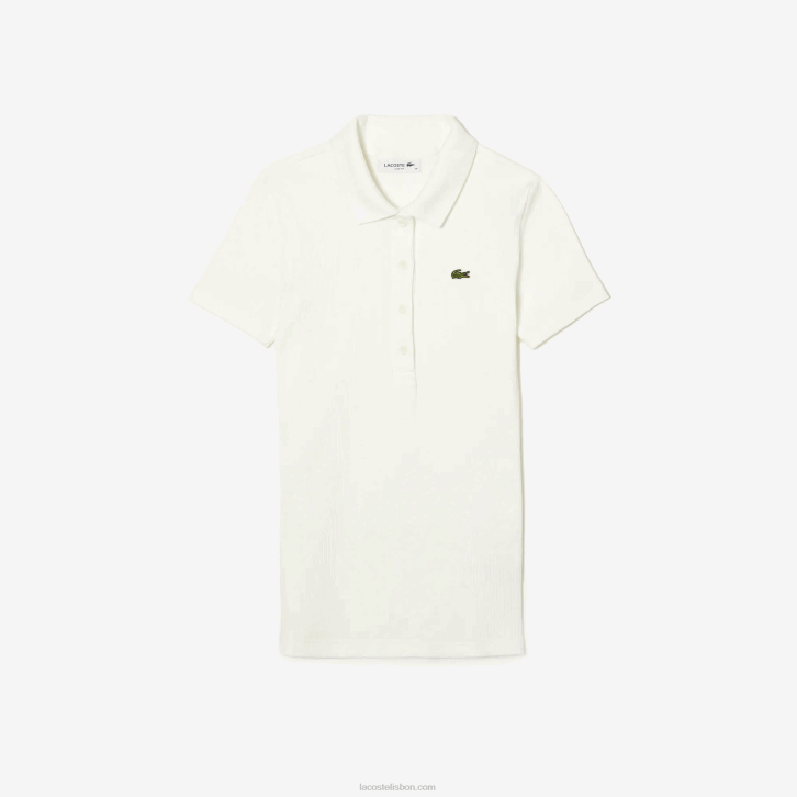 mulheres Lacoste branco 70v camisa pólo de algodão orgânico 08D02375