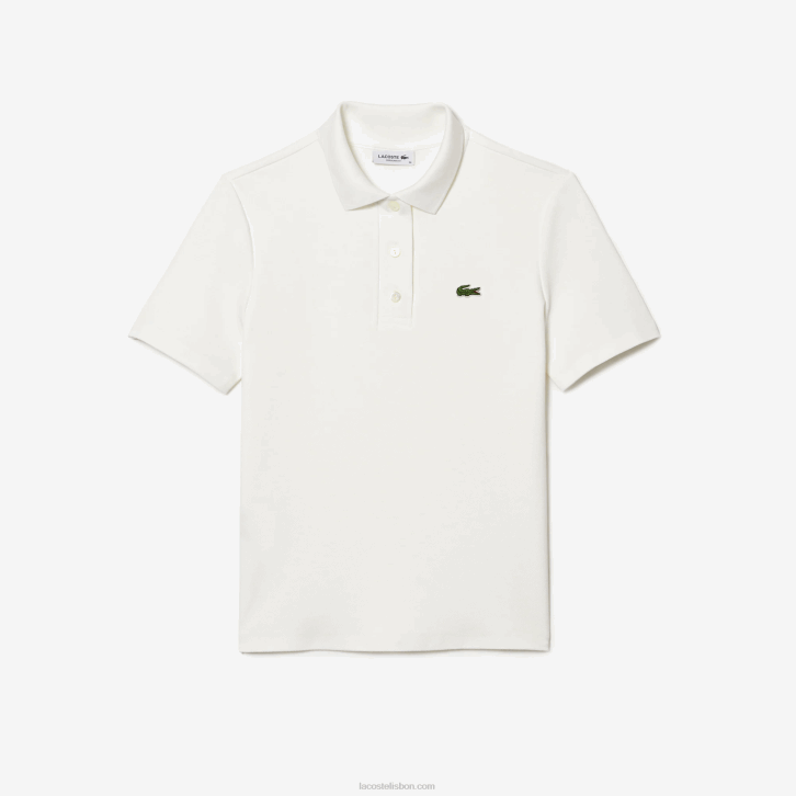 mulheres Lacoste branco 70v polo de algodão orgânico listrado de ajuste regular 08D02503
