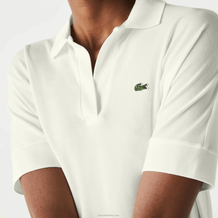 mulheres Lacoste branco 70v polo em piquê solto e esvoaçante 08D02462