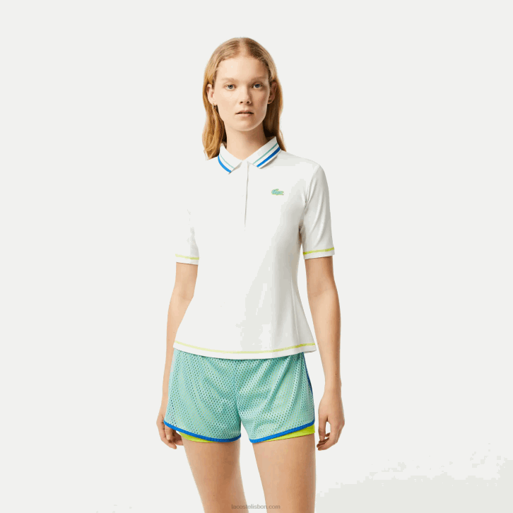 mulheres Lacoste branco 70v tênis polo ultra-dry em piquê 08D02366