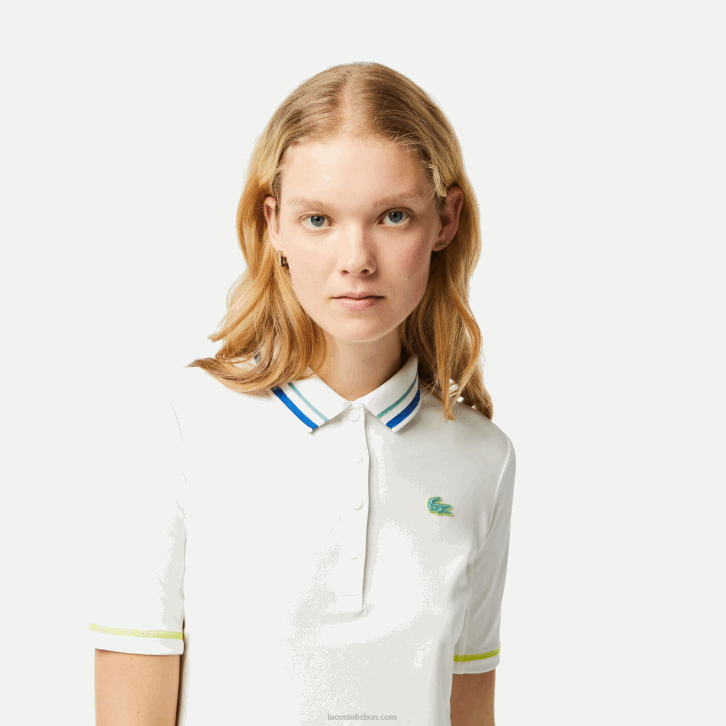 mulheres Lacoste branco 70v tênis polo ultra-dry em piquê 08D02366
