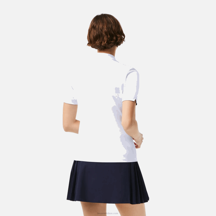 mulheres Lacoste branco azul marinho 522 pólo de golfe elástico respirável esportivo 08D02488