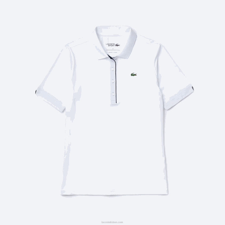 mulheres Lacoste branco azul marinho 522 pólo de golfe elástico respirável esportivo 08D02488