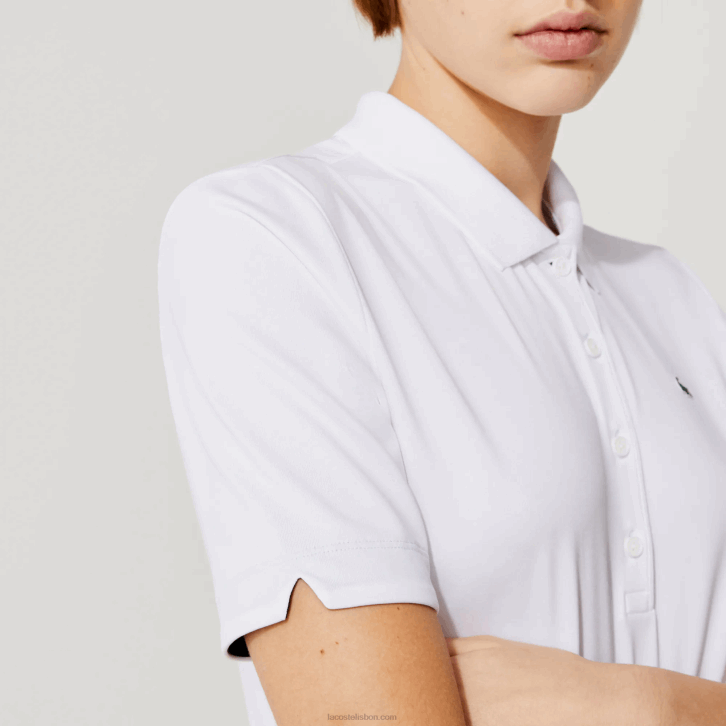 mulheres Lacoste branco azul marinho 522 pólo de golfe elástico respirável esportivo 08D02488