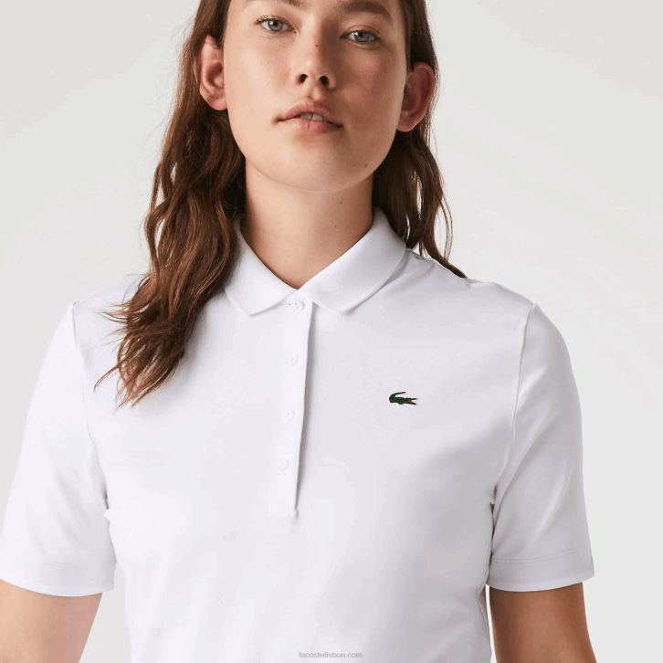 mulheres Lacoste branco azul marinho 522 pólo de golfe elástico respirável esportivo 08D02488
