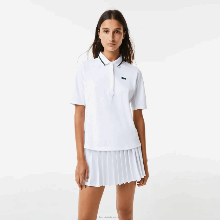 mulheres Lacoste branco verde pb4 polo de tênis esportivo termorregulador 08D02461