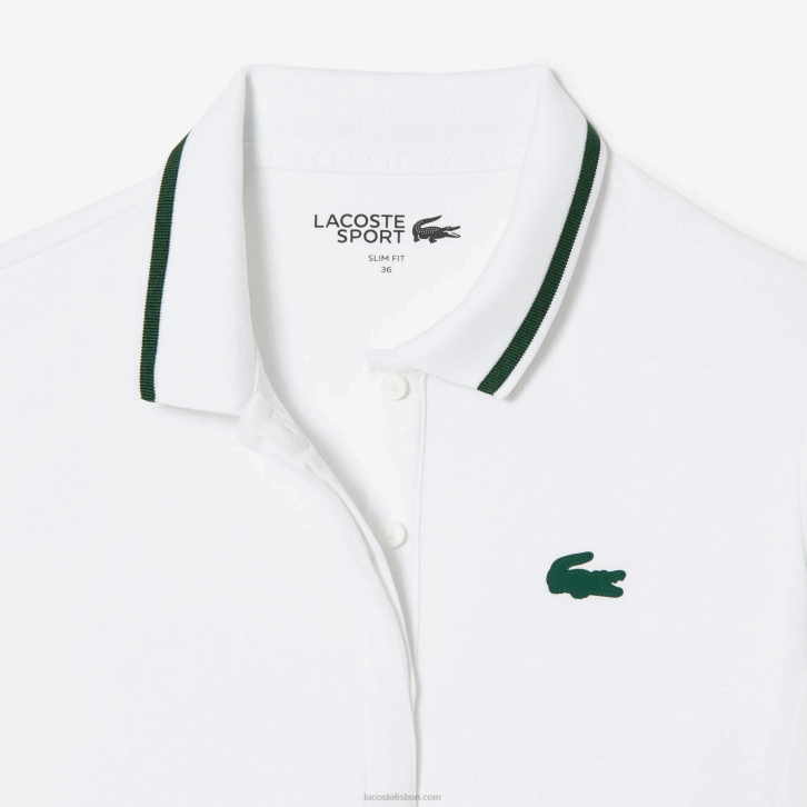 mulheres Lacoste branco verde pb4 polo de tênis esportivo termorregulador 08D02461