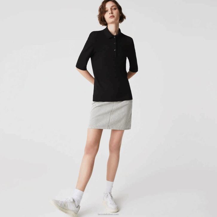 mulheres Lacoste preto 031 polo de algodão flexível slim fit 08D02515