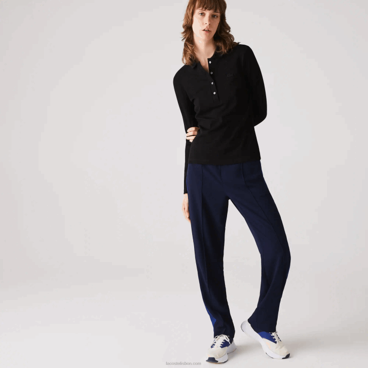mulheres Lacoste preto 031 polo em piquê stretch slim fit 08D02478