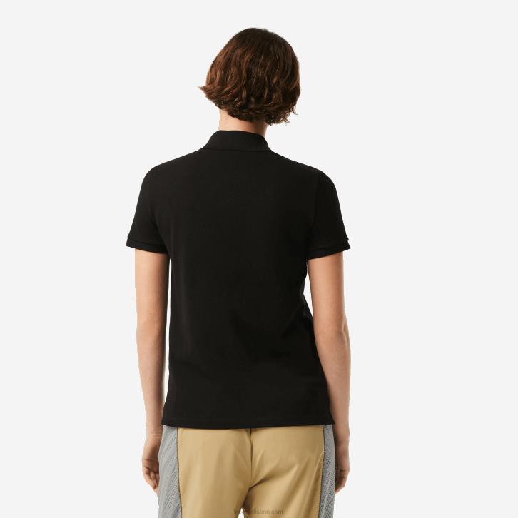 mulheres Lacoste preto 031 polo petit piquet de algodão macio de ajuste regular 08D02364